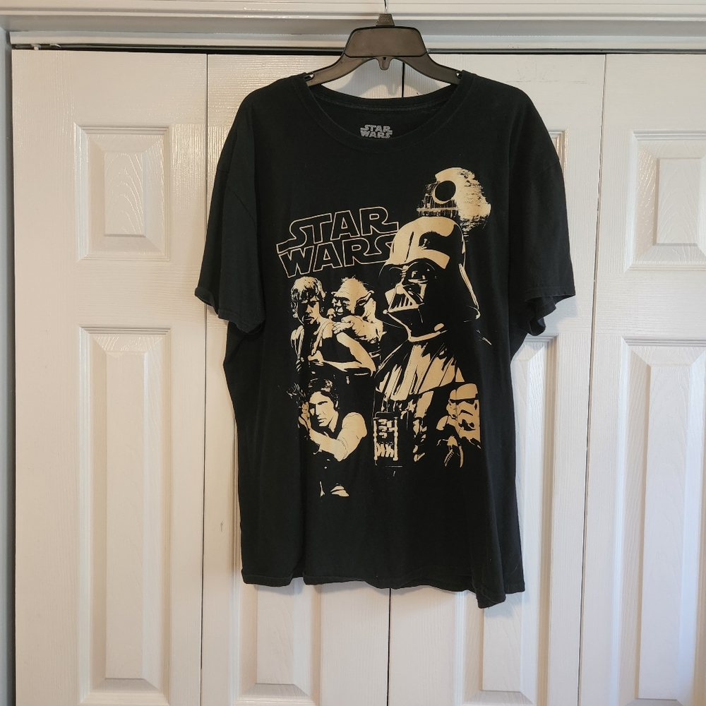 Mens black star wars cotton t-shirt size 2x
